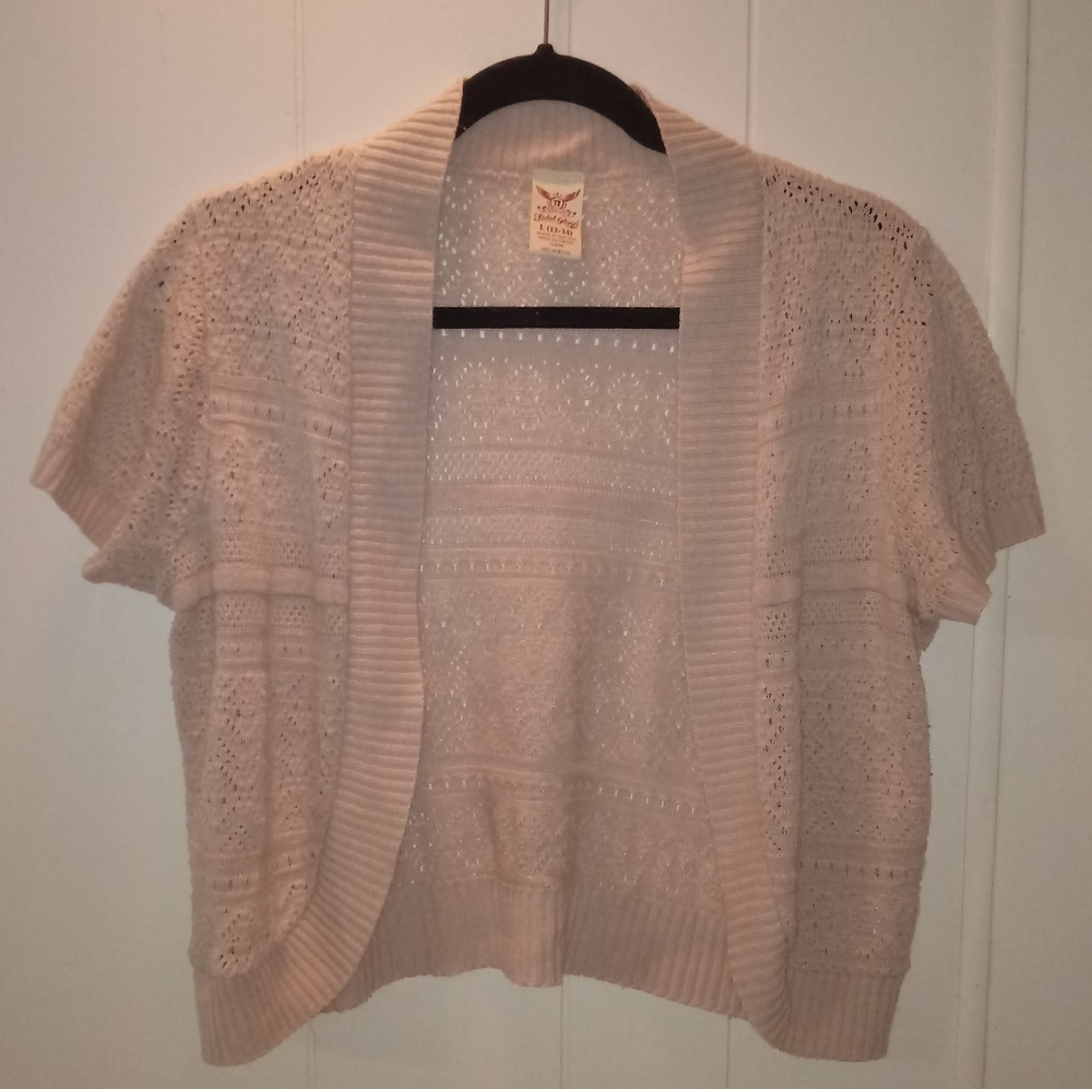 Cream Faded Glory Knit Cropped Open Front Cardigan